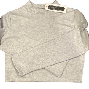 Crop Top XL Blush Mark Top Grey Mock Turtleneck Long Sleeve Shirt Juniors NEW